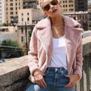 Mother coat Mini Pocket Rider Jacket Coat Sherpa Teddy Moto Motorcycle Teddy